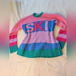 Show Me Your MuMu Pink & Teal Colorblock Knit Sweater